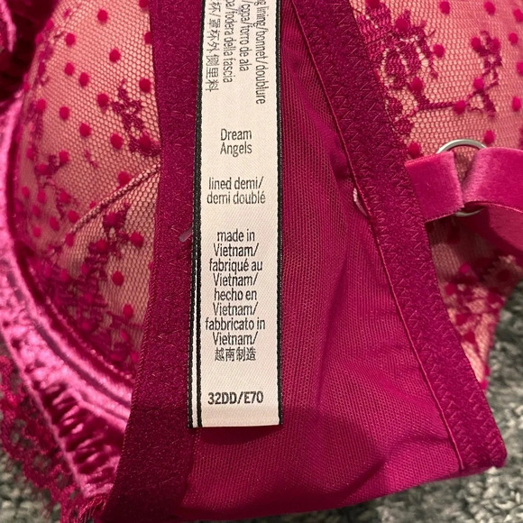 New! Victoria’s Secret Dream Angels Lined Demi Purple Pink Velvet Lace Bra 16140 - Picture 10 of 13
